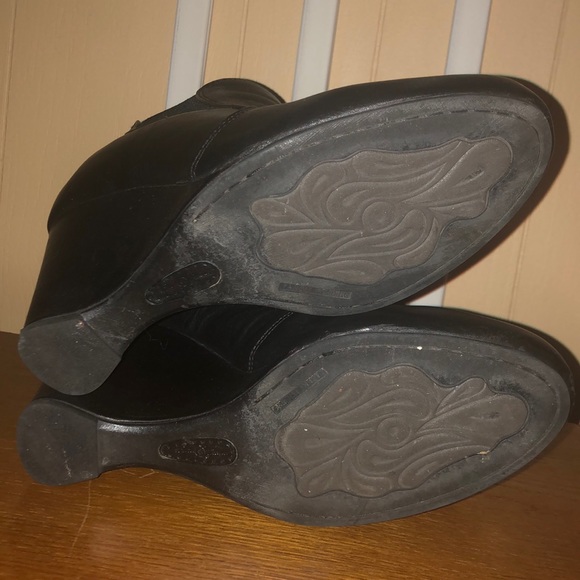 Black leather wedge bootie - Picture 6 of 7